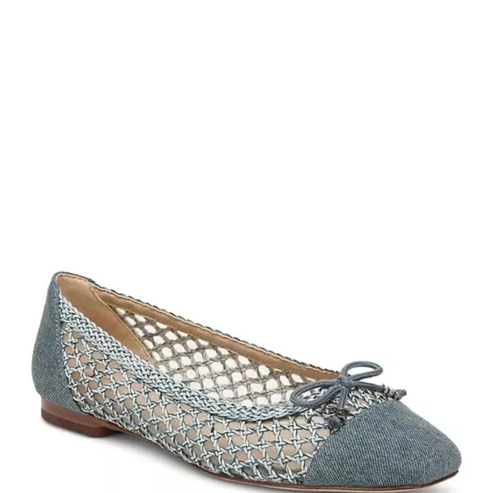 Sam Edelman Women's May Square Toe Bow Accent Openwork Flats